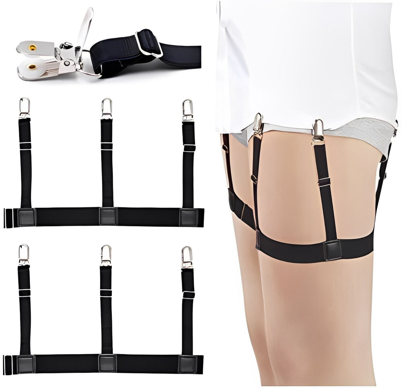 man wearing Mens Shirt Stays Garters 