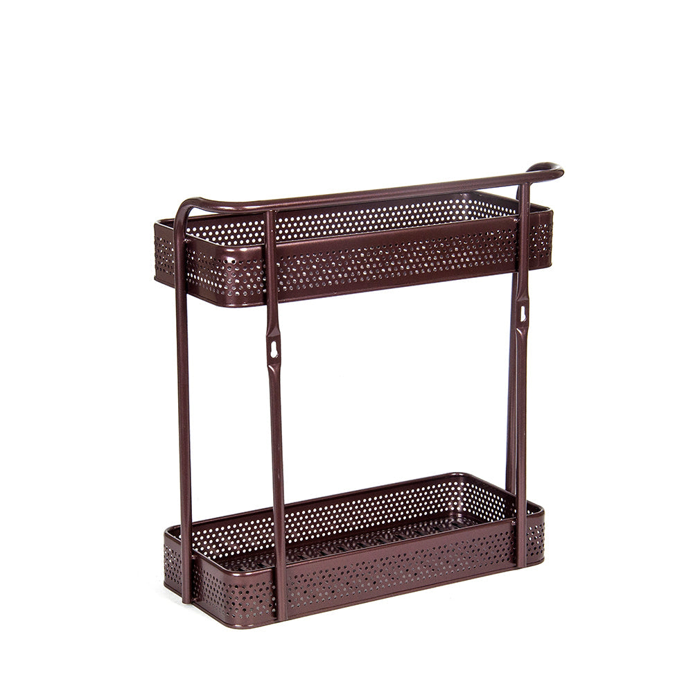 Metal Organizer Rack with two tiers on a white background