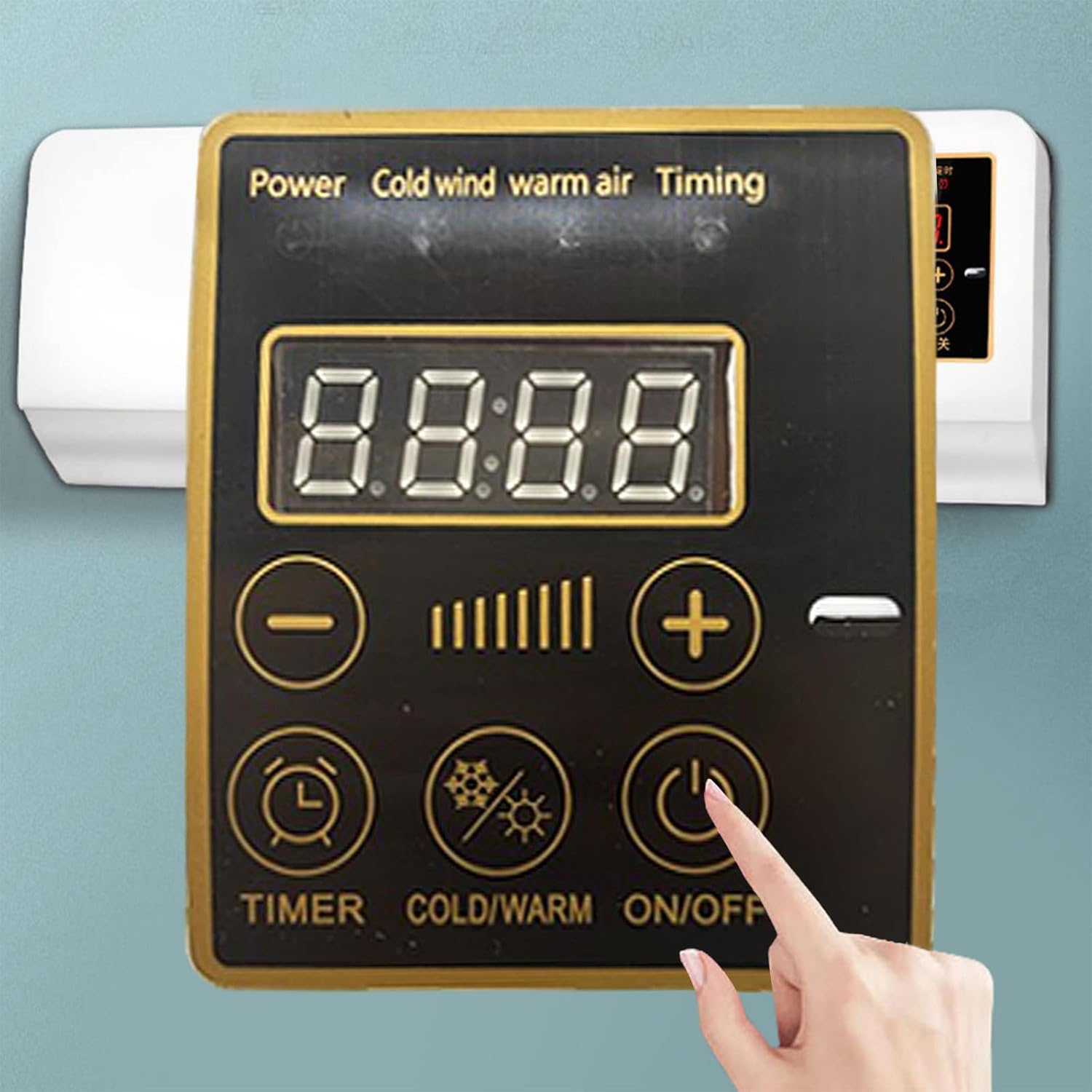 A Person is Operating Wall Mounted Mobile Air Conditioner & Heater.