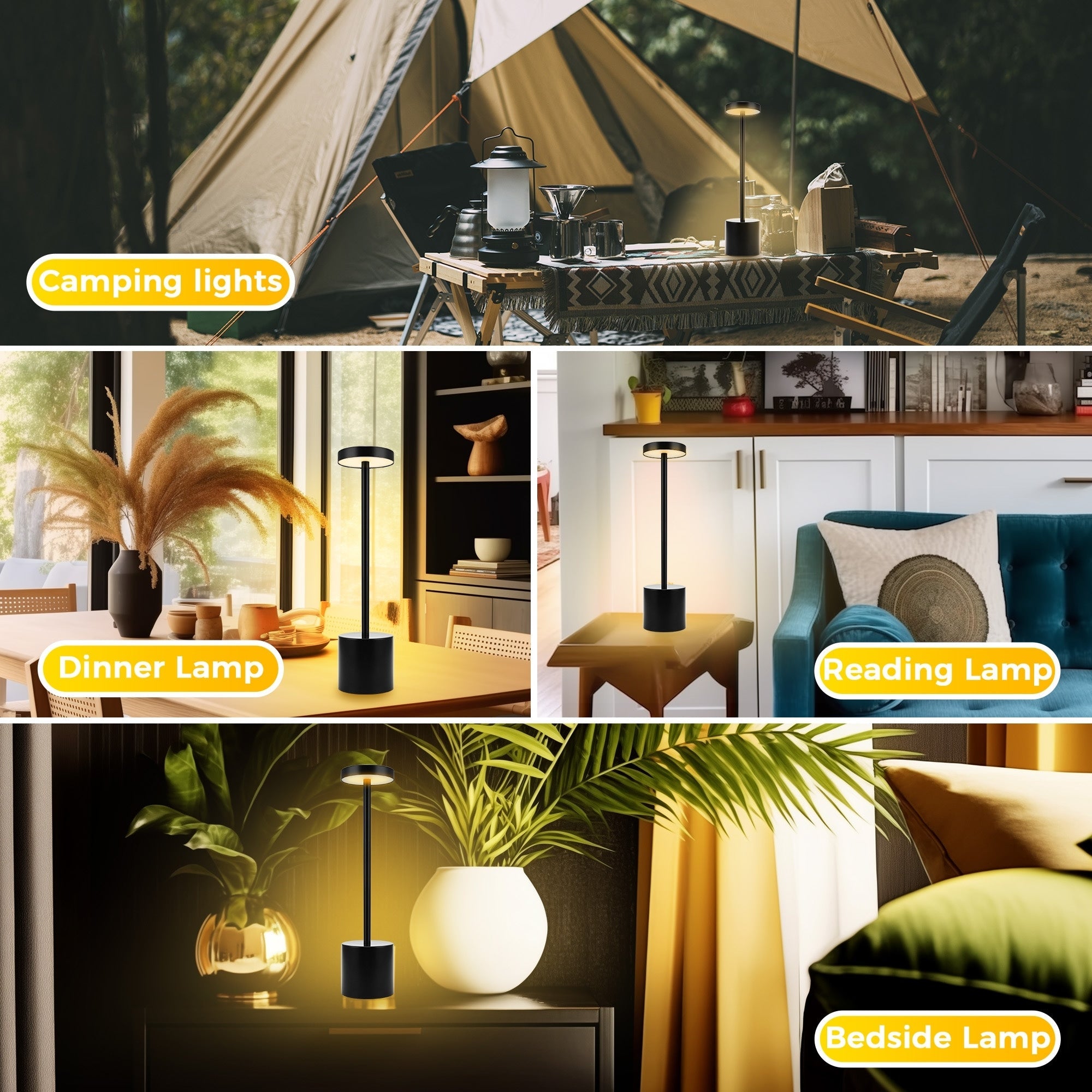 Rechargeable LED Desk Lamp, USB Touch Control Table Lamp with 3 Light Modes