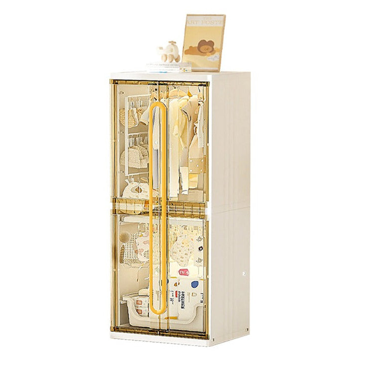 Modern Wardrobe Cloth Storage Cabinet Rack Organized with Clothes.