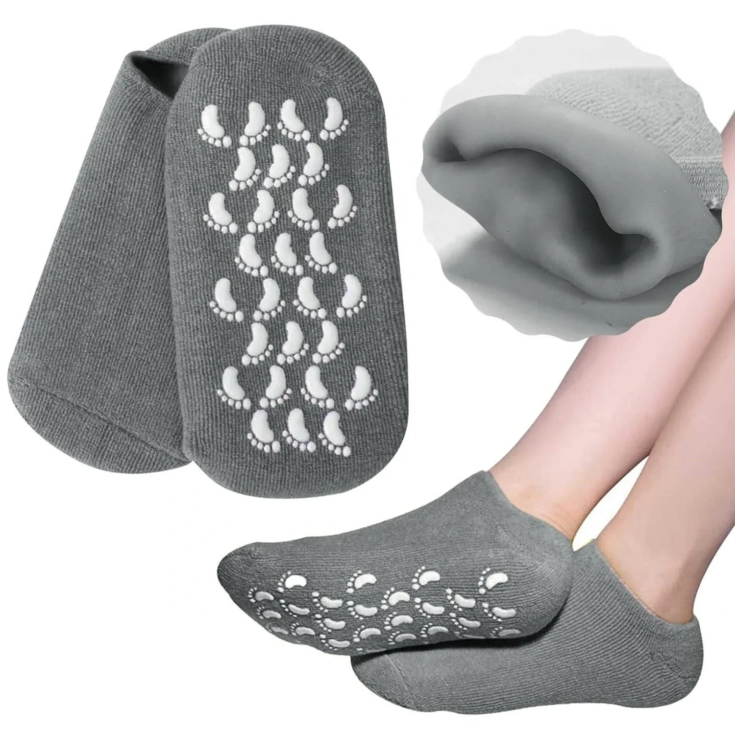 Moisturizing Spa Gel Socks for Cracked Heels, Reusable Hydrating Foot Care Socks