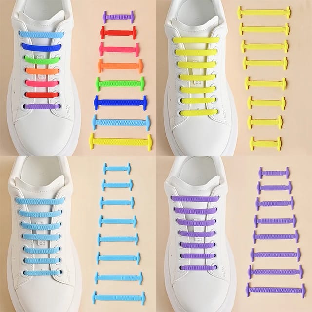Silicone No Tie Creative Shoelaces in Different Colors.