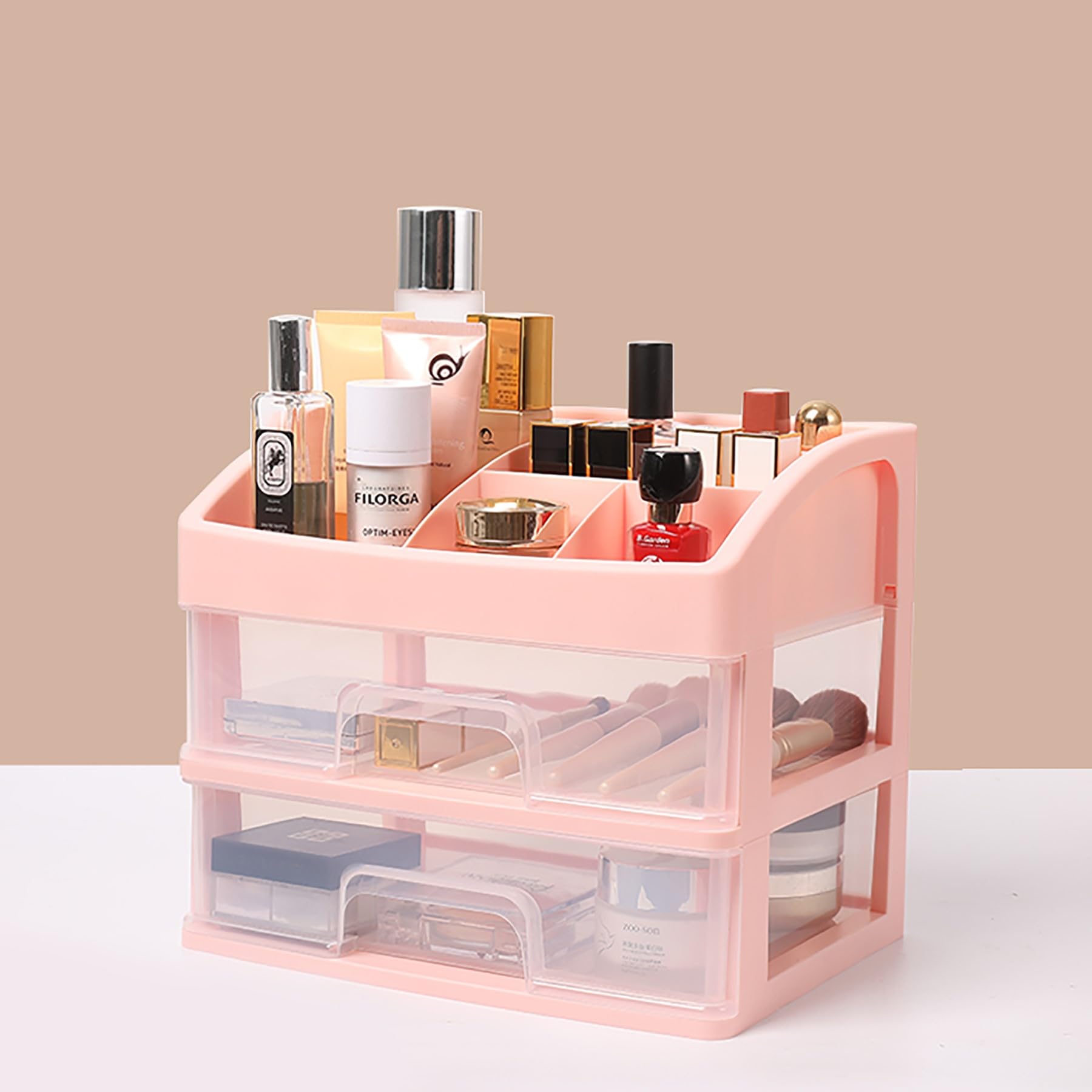 Multi-Compartment Makeup Organizer, Desktop Cosmetic & Accessories Storage Box
