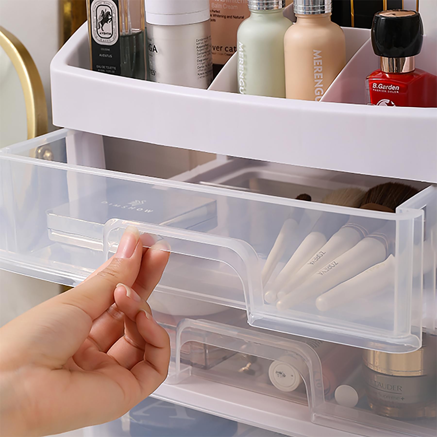 Multi-Compartment Makeup Organizer, Desktop Cosmetic & Accessories Storage Box