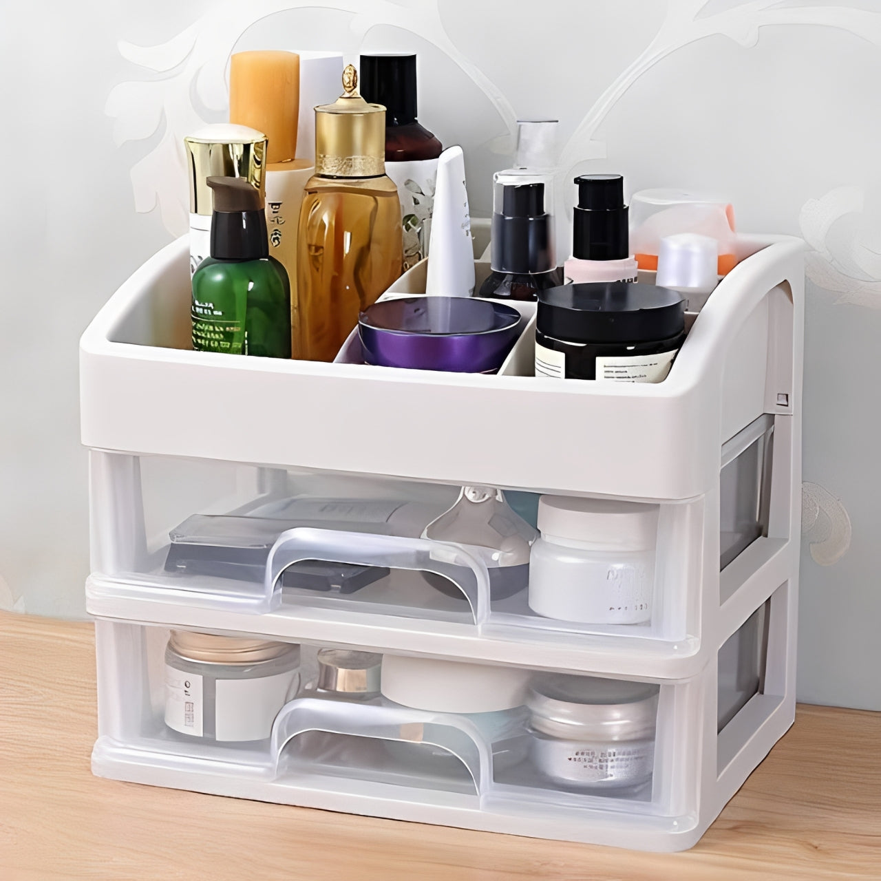 Multi-Compartment Makeup Organizer, Desktop Cosmetic & Accessories Storage Box