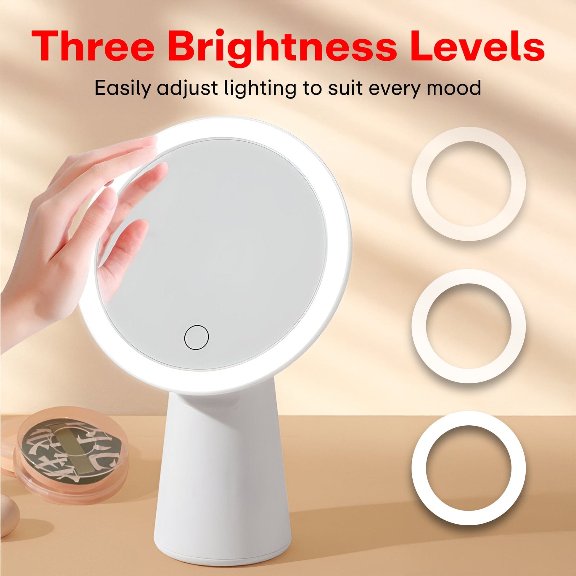 A Person is Adjusting the Brightness Of Multi-Functional Beauty Makeup  Mirror.