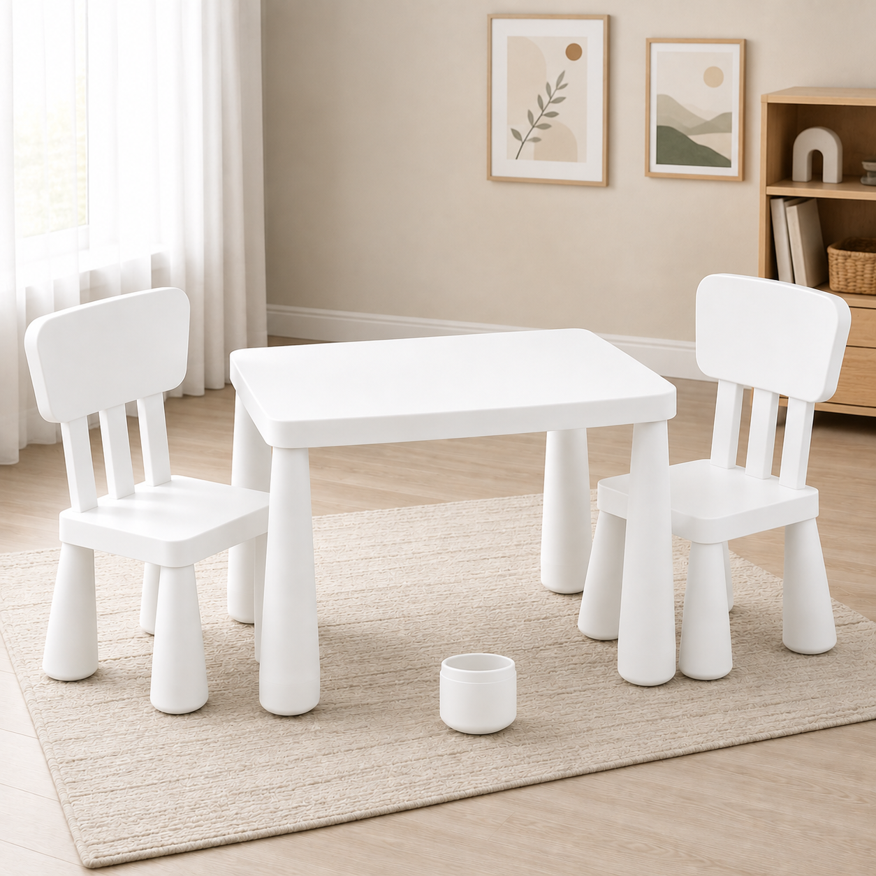 Multi-Purpose Kids Table and Chair Set in a Living Room Setup.
