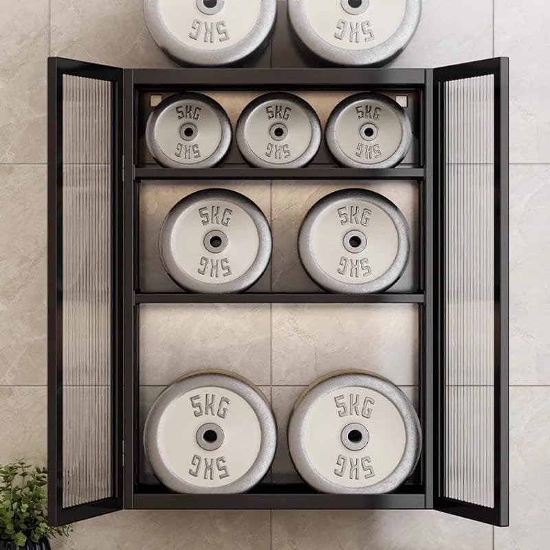Home Storage Rack Shelf With Cabinet Doors Bearing Load.