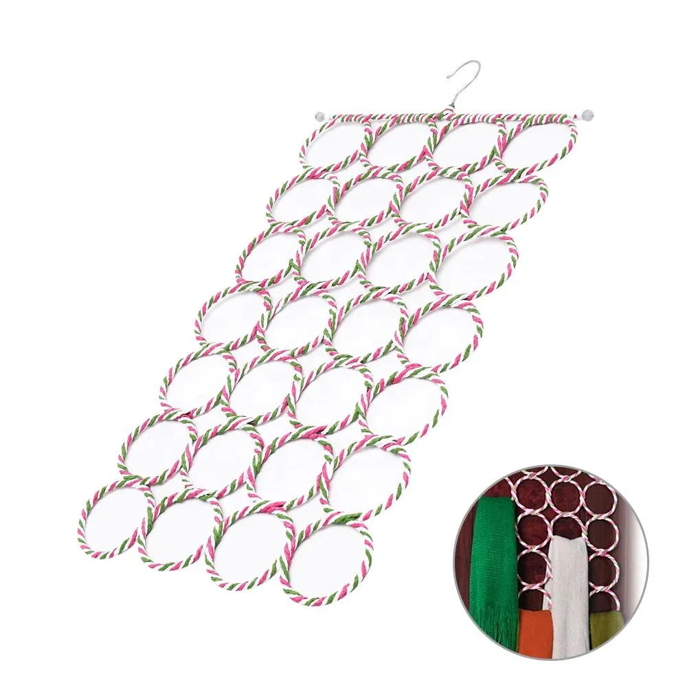 Multi-Ring Hanging Scarf Holder on a white background