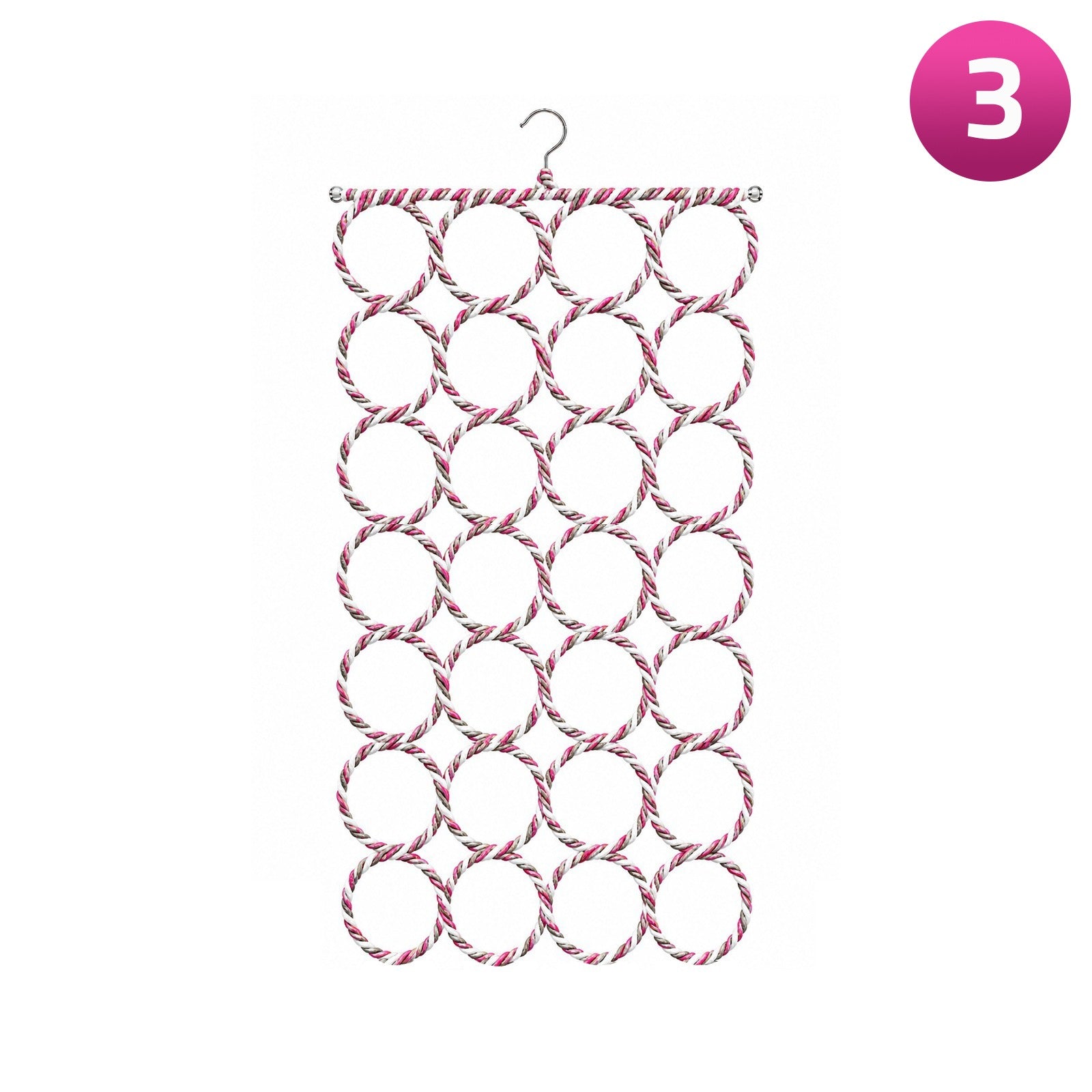 Multi-Ring Hanging Scarf Holder on a white background