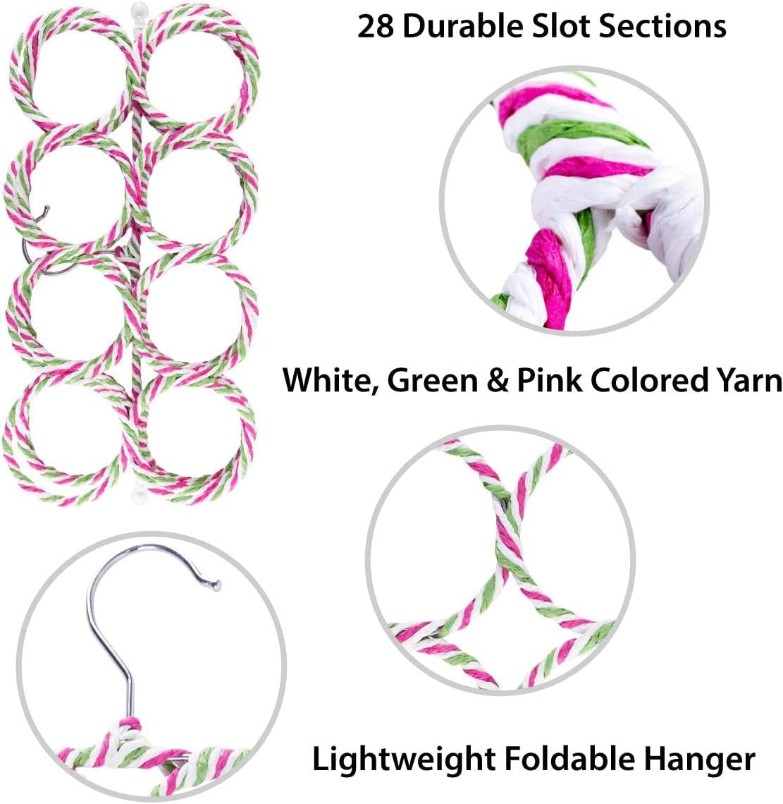 Features of Multi-Ring Hanging Scarf Holder.