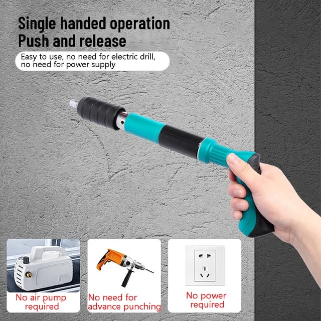 Someone is holding a Nail Gun Riveting Tool