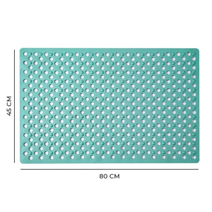 Non-slip extra-long bathroom shower mat placed in the bathroom with its size