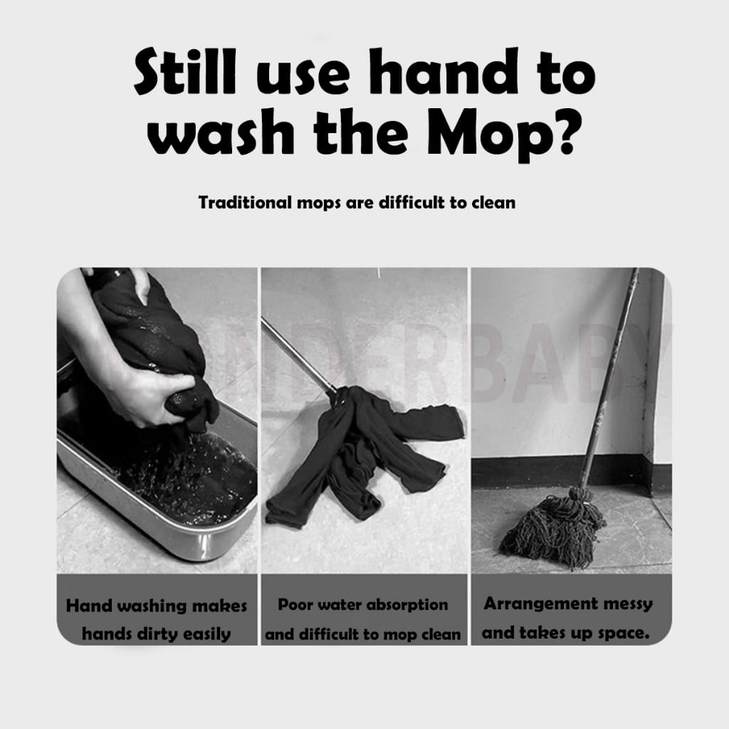 A Person is Cleaning Floor With Ordinary Mop Instead Of Self Wringing Twist Floor Cleaning Mop