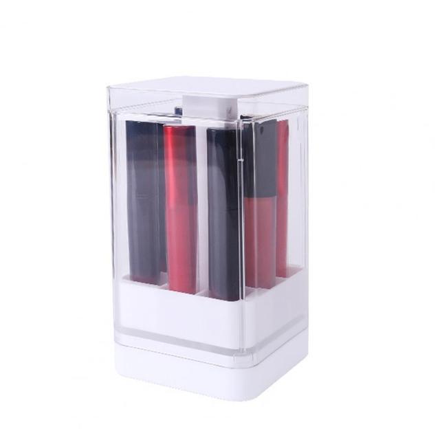 Grids Press Lift Cosmetic Storage Box Transparent