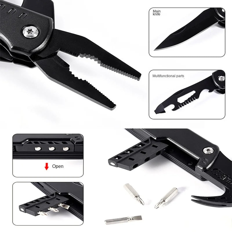 Close-up view of the outdoor multitool claw hammer