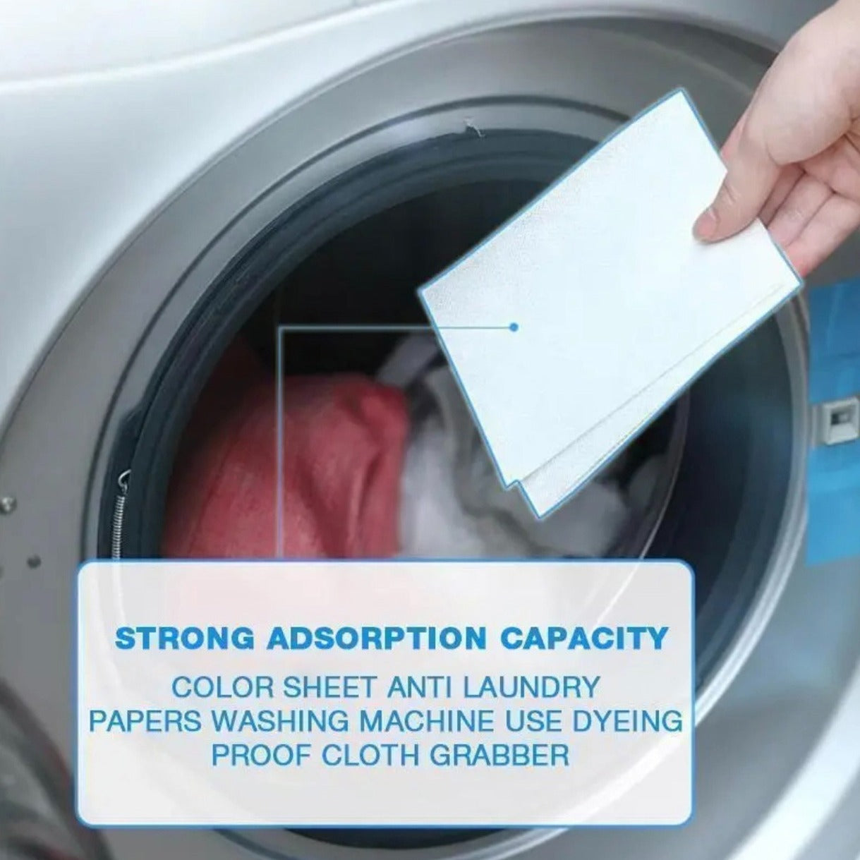 A Person is Placing Anti-Staining Laundry Paper.