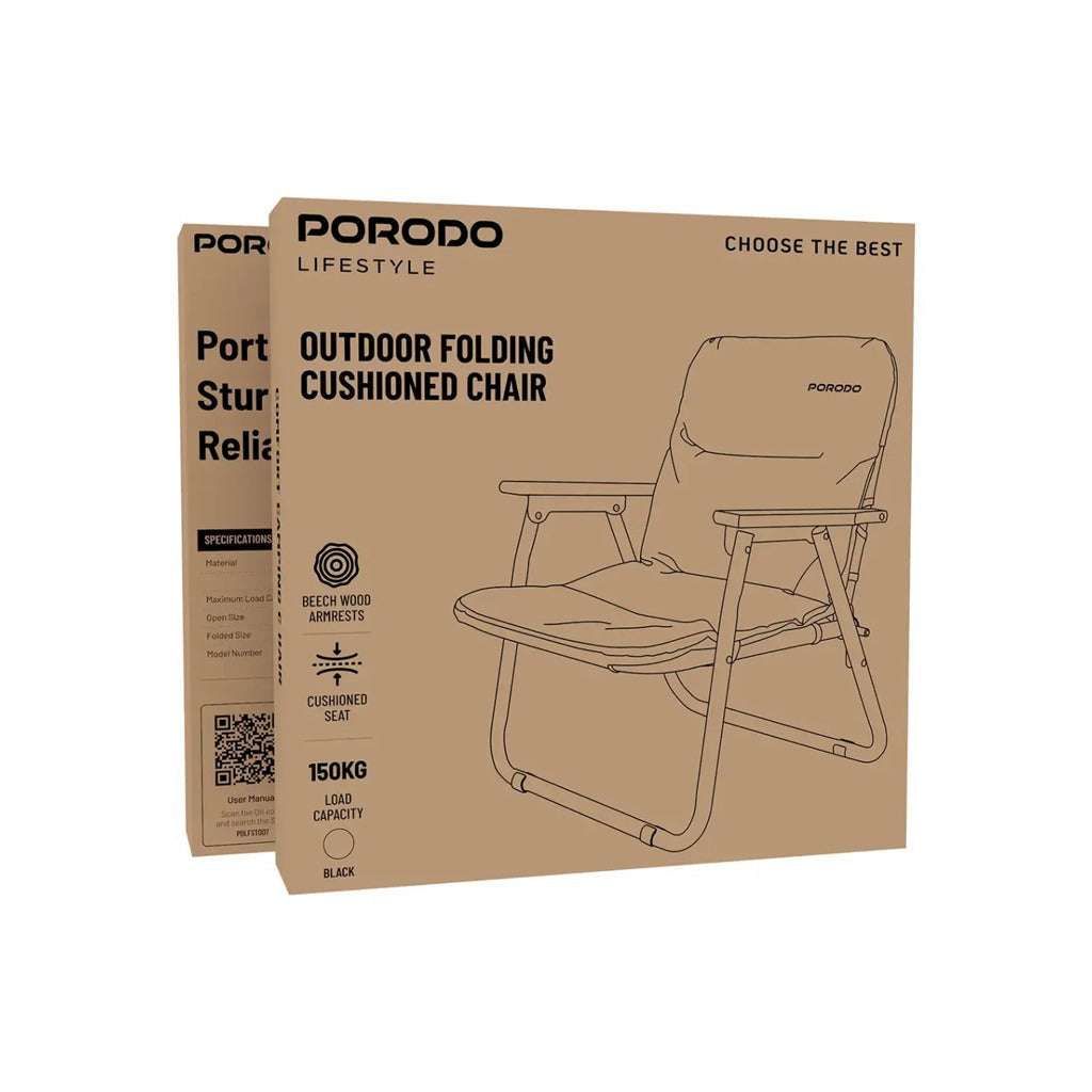 Box of Porodo Foldable Camping Chair.