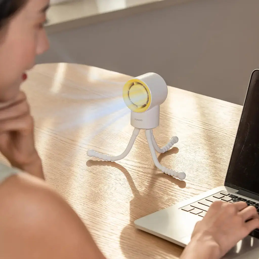 PORODO Coolflex Mini Handheld Fan, Flexible Tripod, Rechargeable Cooling Fan - PDF35A