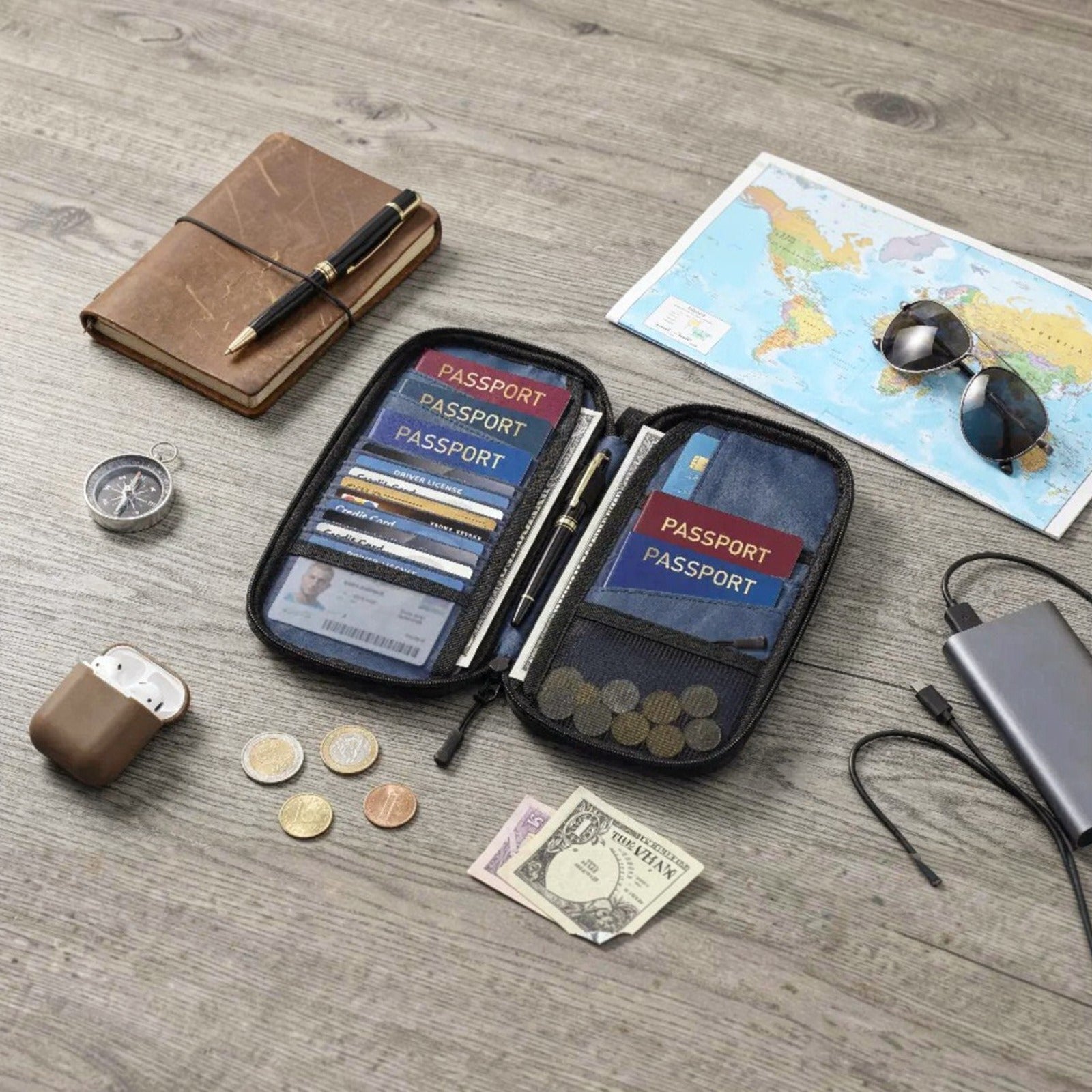 PORODO Milano Smart Passport Holder, RFID Blocking Waterproof Travel Organizer Bag - PDLFSTFB30