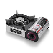 Portable gas stove with visible branding on a white background