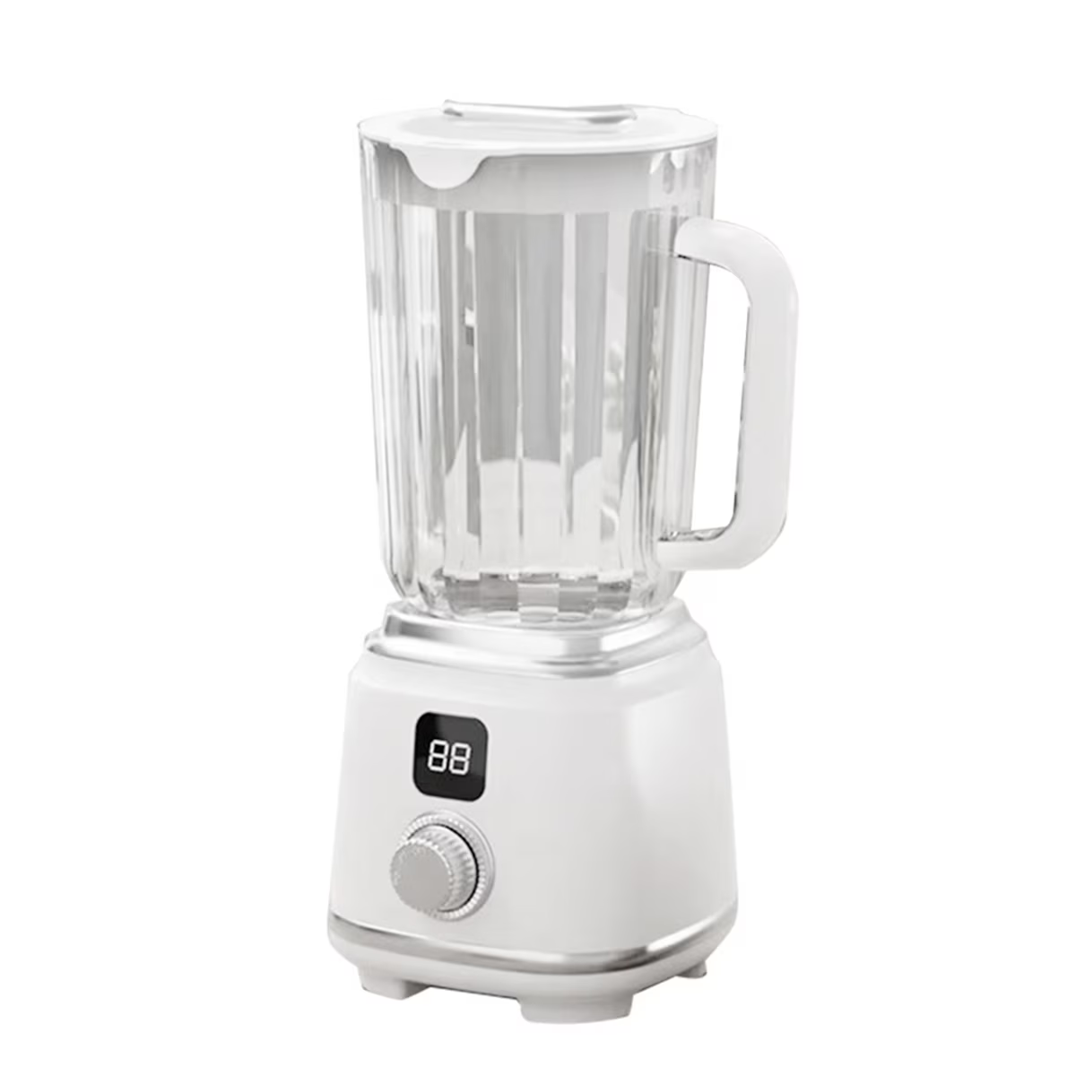 White Portable Citrus Juicer Blender with digital display on a white background