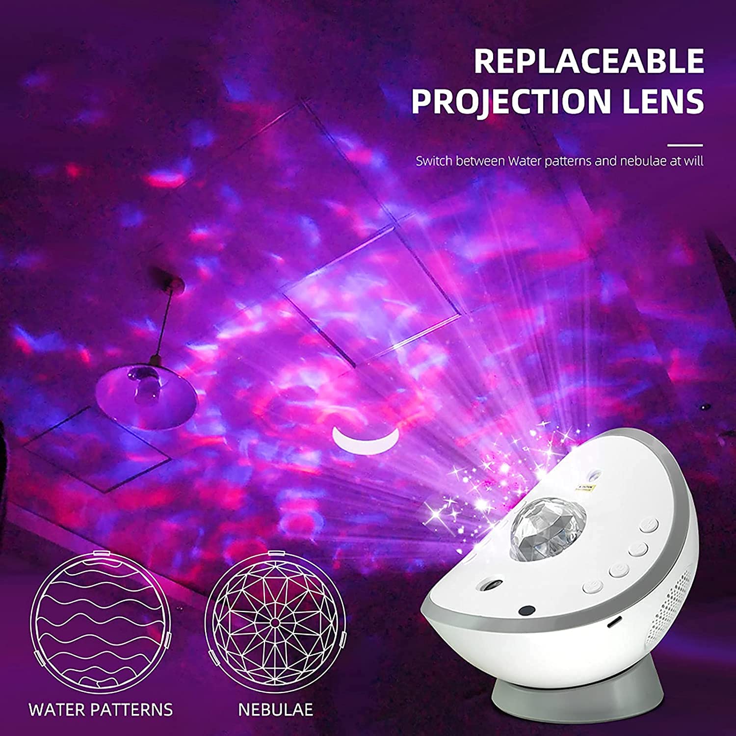A Projection Qur’an Speaker is Projecting Lights.