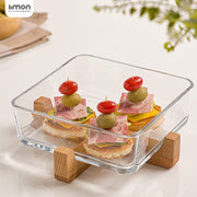 A Pure Wood Serving Tray Filled with Deserts.