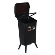Slim Push Lid Trash Bin with open lid on a white background