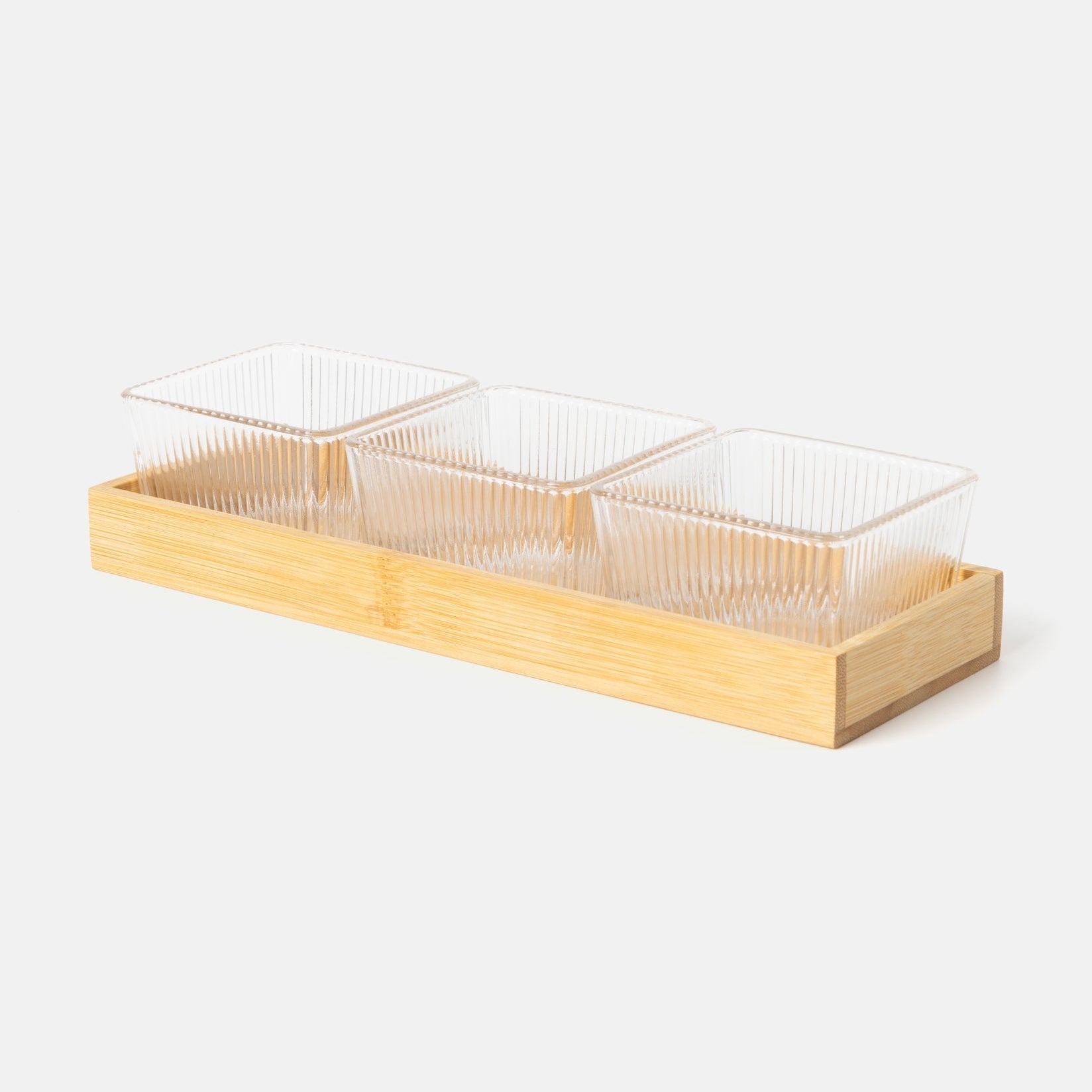 3 Pcs Glass Serving Bowls with Tray