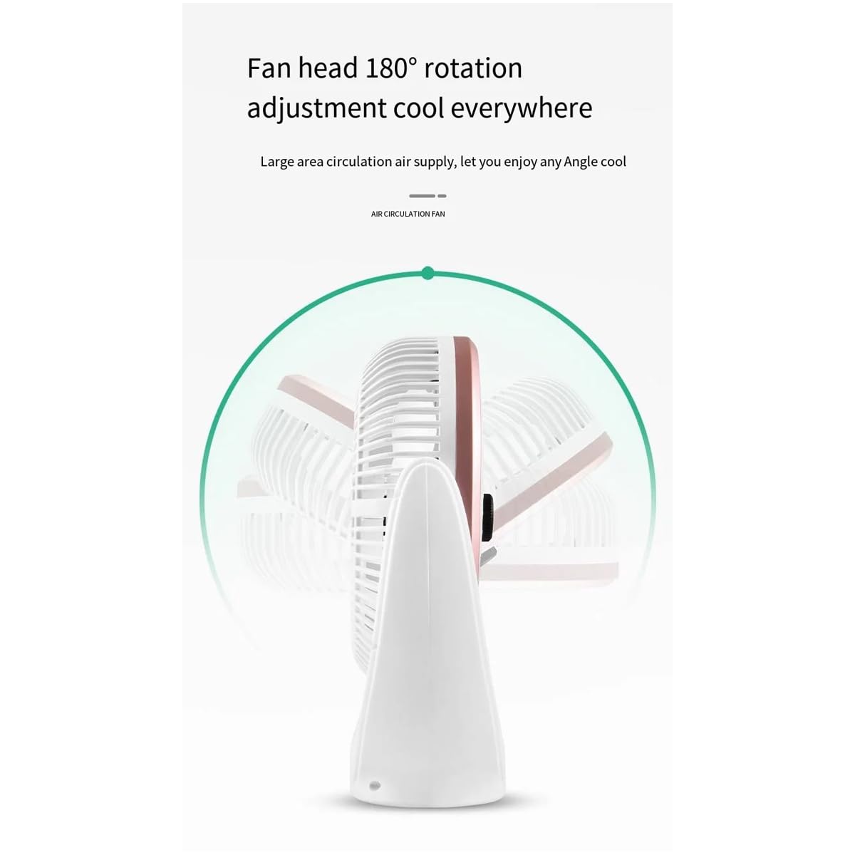 COB Light Multifunction USB Rechargeable Desktop Fan with 180-degree rotation feature on a white background
