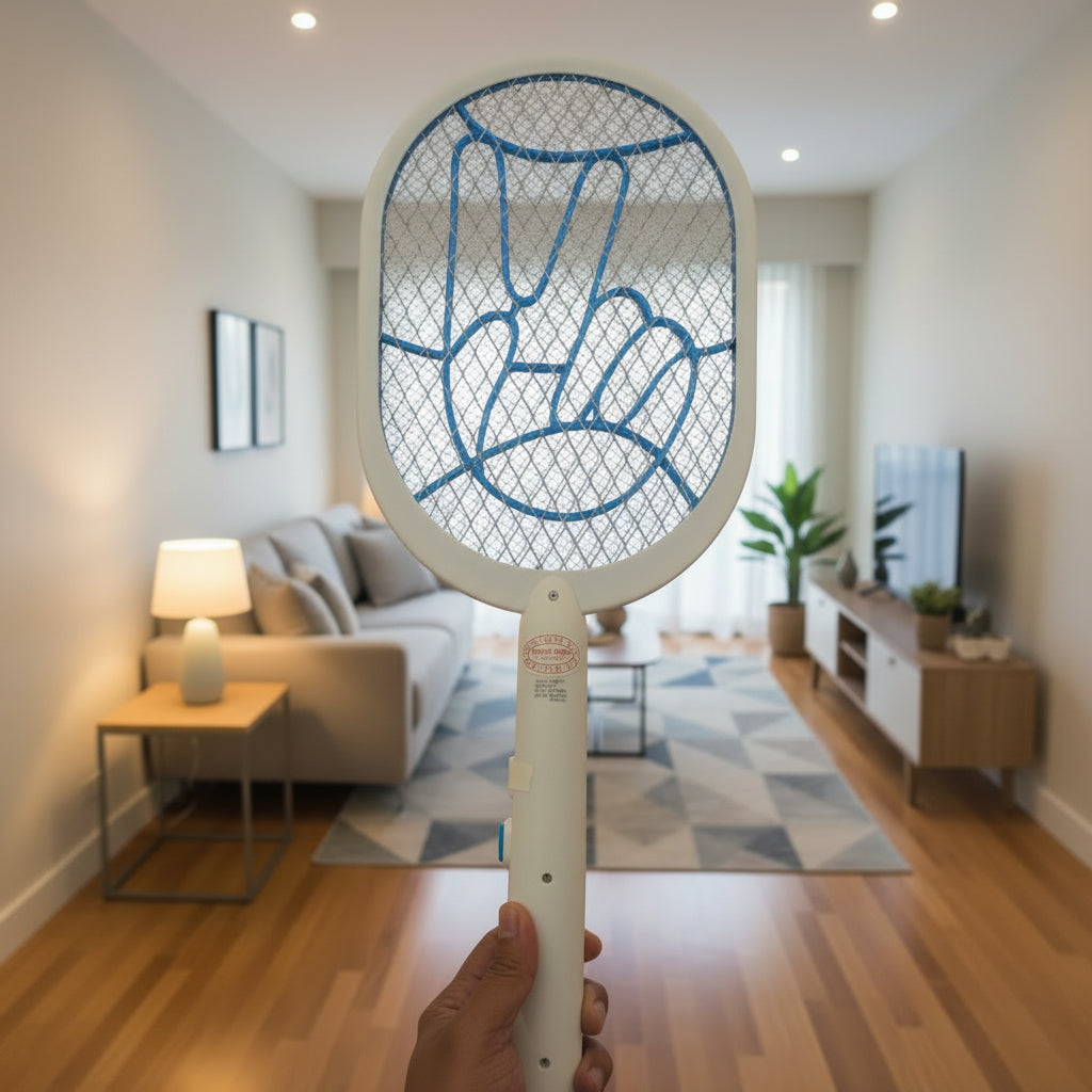 Rechargeable Electric Mosquito Fly Swatter Racket, High Voltage Bug Zapper Killer