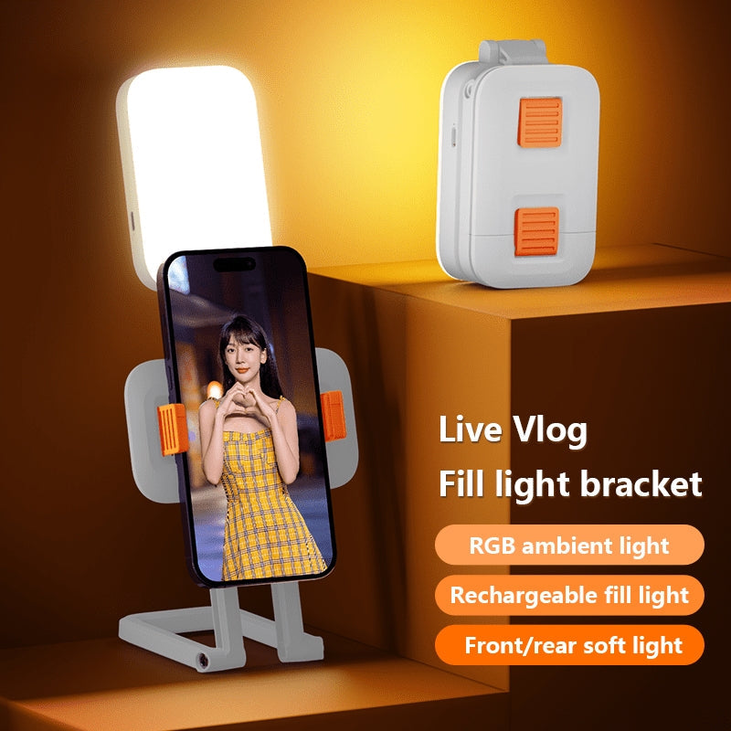 Mobile Phones is Placed at D2 Pro LED Live Streaming Light Mobile Phone Holder.