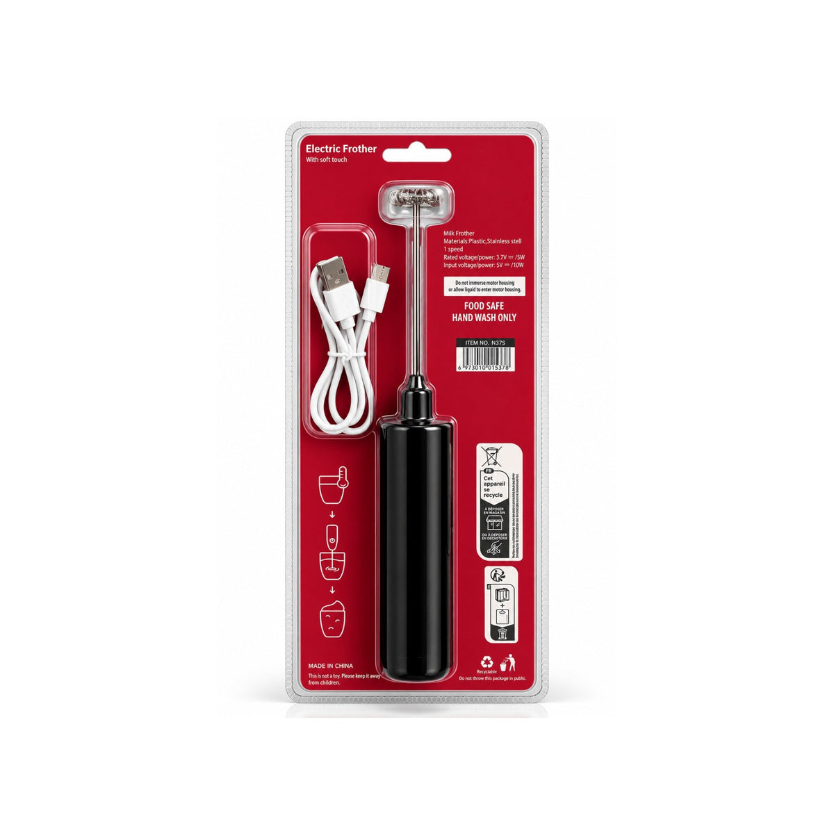 Pack of Handheld Electric Milk Frother.