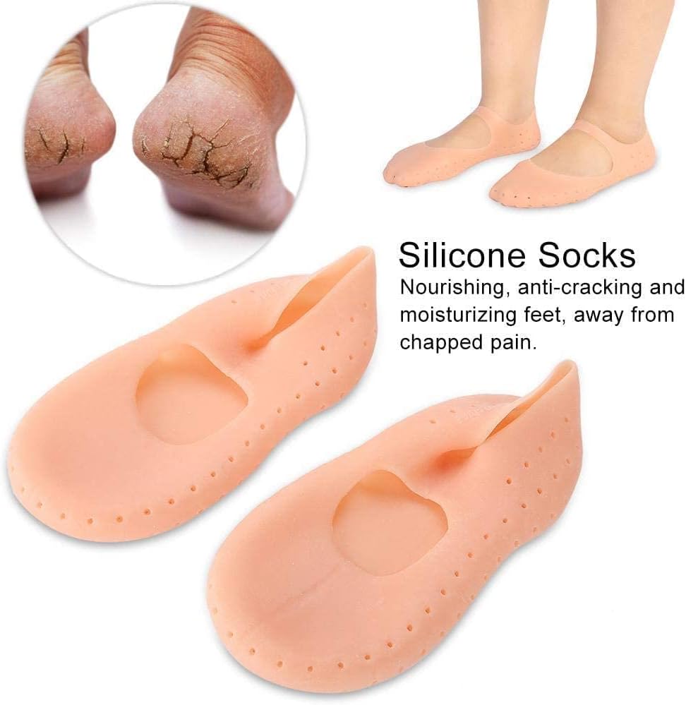 A Leg is wearing Pair of Heel Anti-Crack Set