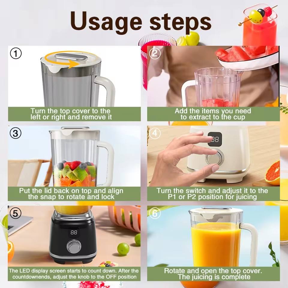 Step-by-step guide on using a Portable Citrus Juicer Blender with images and text instructions.