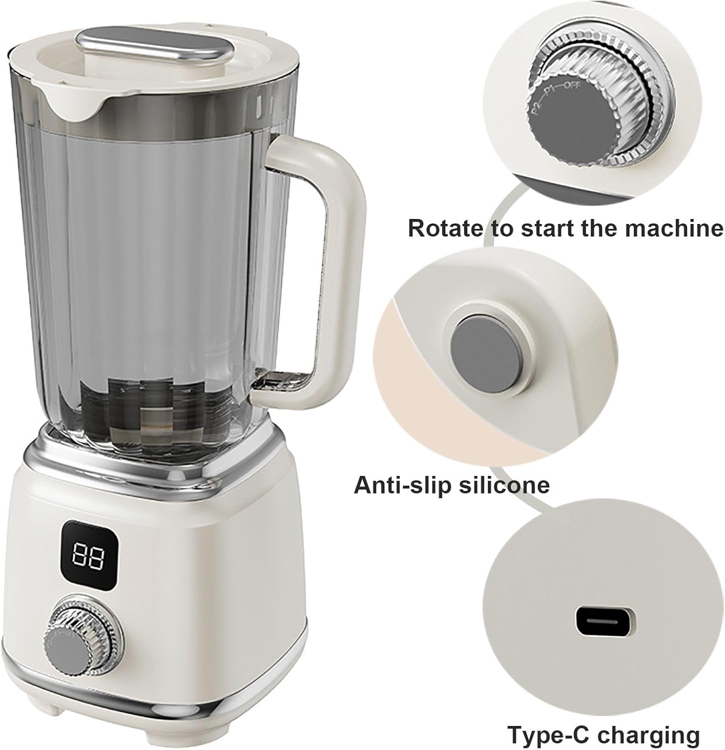 Portable Citrus Juicer Blender with features highlighted on a white background