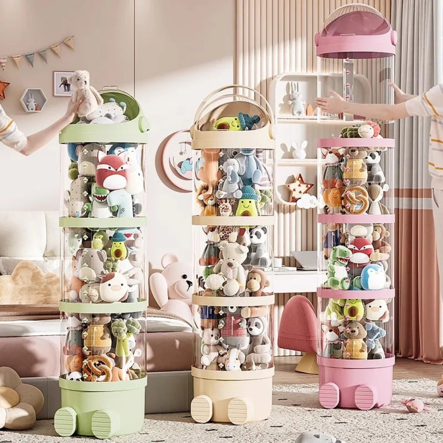 A Person is Fixing Large Toy Storage Bin Organizer Box.