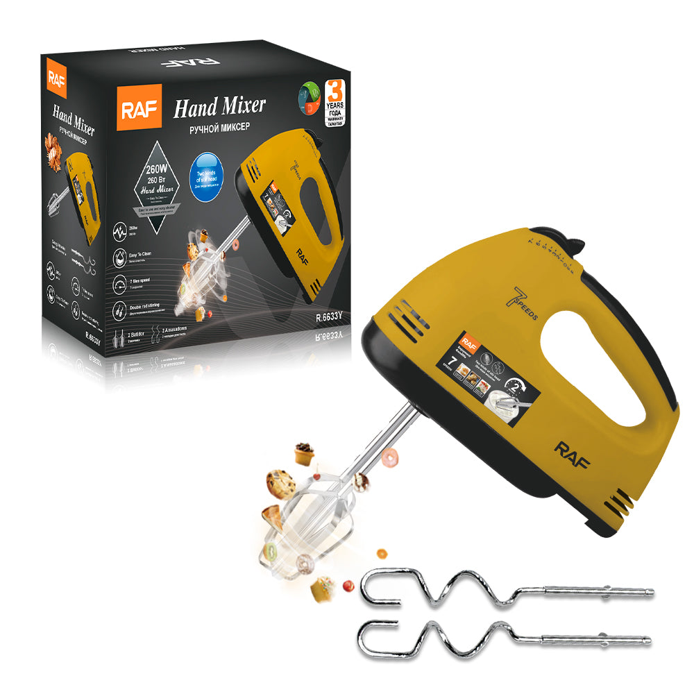 RAF 270W Hand Mixer, Electric Kitchen Mixer with Dough Hooks & Beaters - R.6633
