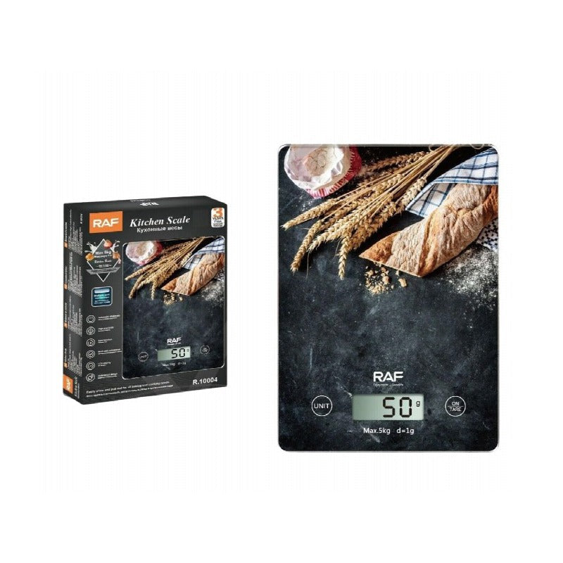 RAF kitchen scale with packaging on a white background