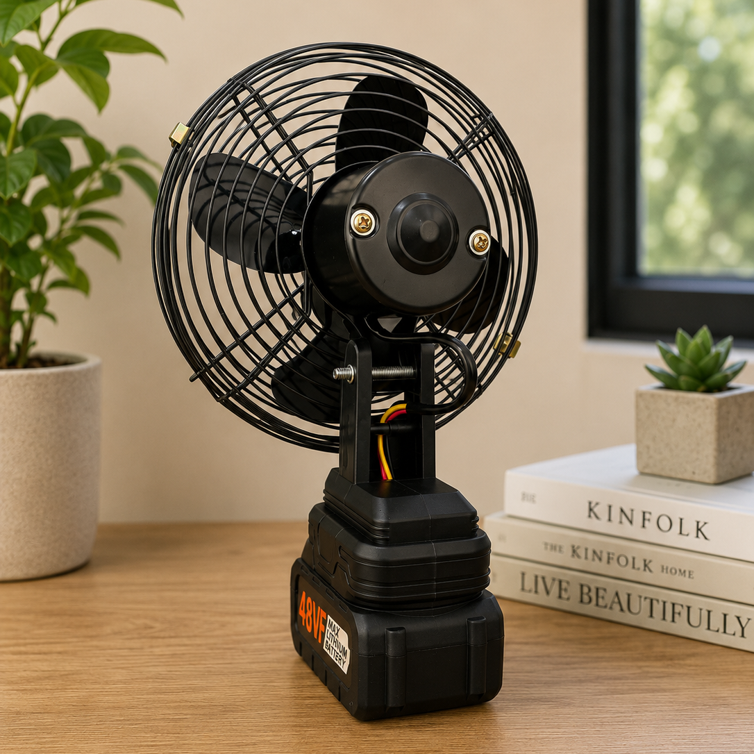 Rechargeable Lithium Electric Fan, Portable Cordless Cooling Fan with Strong Wind