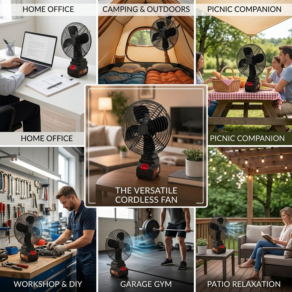 Rechargeable Lithium Electric Fan, Portable Cordless Cooling Fan with Strong Wind
