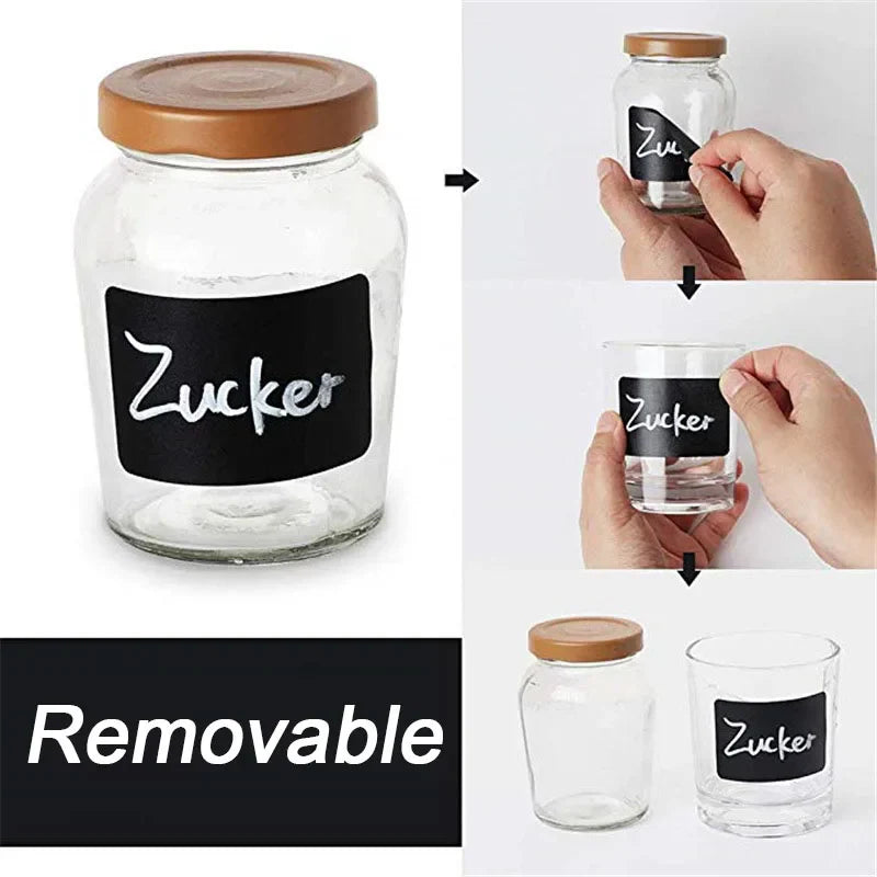 Someone is removing Reusable Black Chalkboard Labels Roll from the bottle