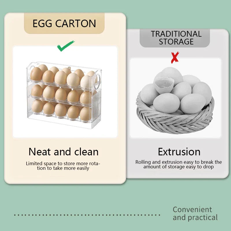 30 Eggs Space Saving Flip-type Egg Rack for Refrigerator