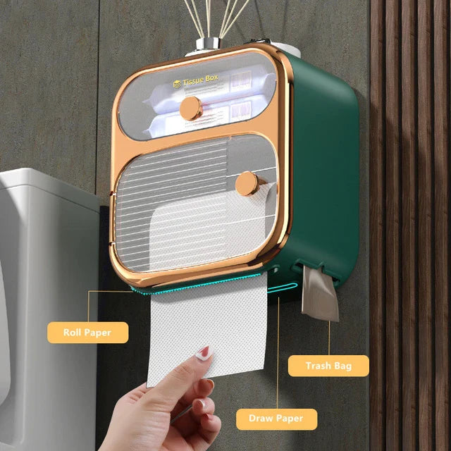 Wall Mounted Tissue Holder with Storage Box