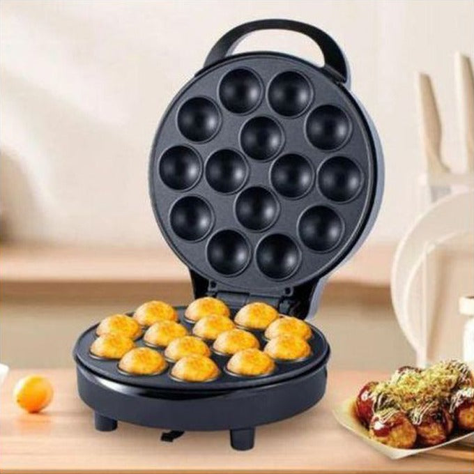 SOKANY Pop Cake Maker with multiple molds, filled with freshly baked golden cake pops on a kitchen countertop
