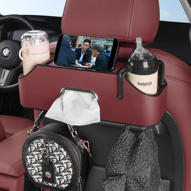 Red Car Seat Headrest Storage Organizer Box
