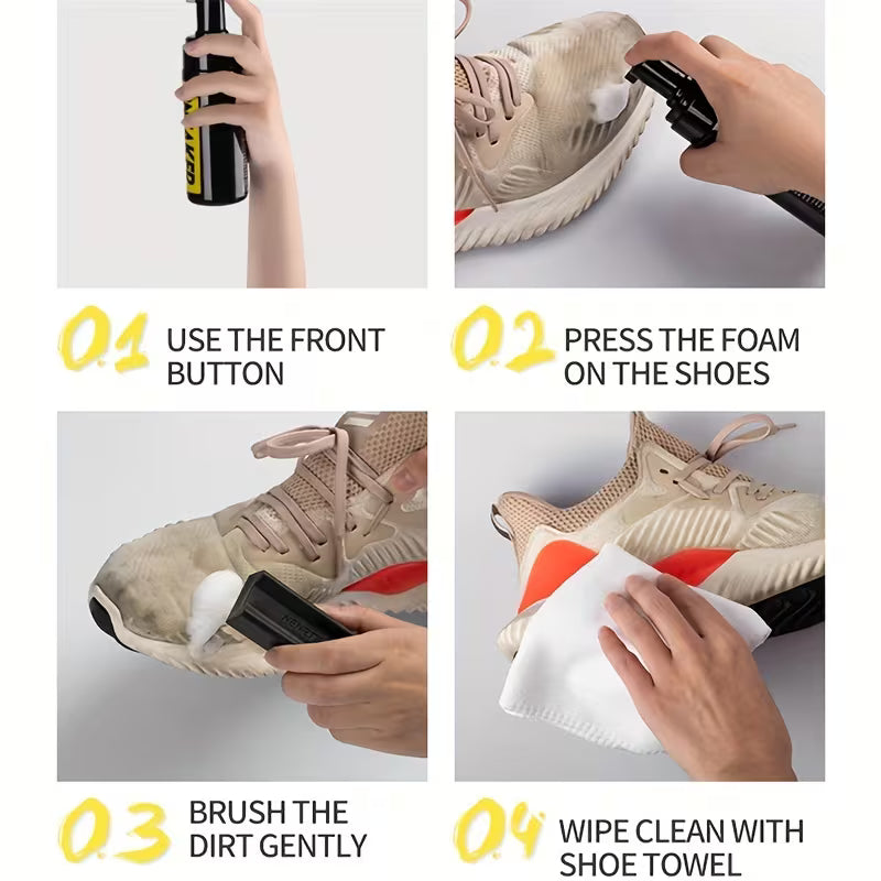 Step-by-step guide on cleaning shoes with a Sneaker Cleaning Kit.