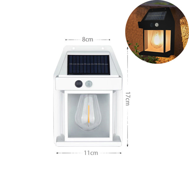 مصباح جداري خارجي يعمل بالطاقة الشمسية بتقنية LED، مقاوم للماء بمعيار IP65، مصباح فناء يعمل بالطاقة الشمسية بتصميم كلاسيكي